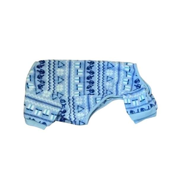 Hotel Doggy Fleece Hanukah Dog Sweater Onesie Blue White Dreidel Snowflake Gifts - Picture 3 of 9